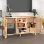 Credenza Marrone 105x30x60cm Massello di Pino e Rattan Naturale