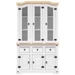Credenza Corona Bianca 112x43x196 cm in Legno Massello di Pino