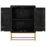 Credenza con 2 Ante Nero e Oro 55x30x75 cm Legno Massello Mango