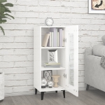 Credenza Bianco Lucido 34,5x34x90 cm in Legno Multistrato