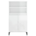 Credenza Bianco Lucido 60x36x110 cm in Legno Multistrato