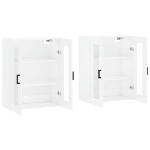 Armadietti a Parete 2 pz Bianco Lucido in Legno Multistrato