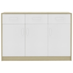 Credenza Bianco e Rovere Sonoma 110x30x75 cm in Truciolato