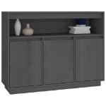 Credenza Grigia 104,5x34x80 cm in Legno Massello di Pino