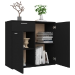 Credenza Nera 80x36x75 cm in Legno Multistrato