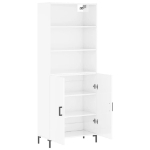 Credenza Bianco Lucido 69,5x34x180 cm in Legno Multistrato
