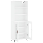 Credenza Bianco Lucido 69,5x34x180 cm in Legno Multistrato