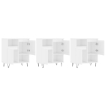 Credenze 3 pz Bianco Lucido in Legno Multistrato