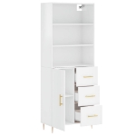 Credenza Bianco Lucido 69,5x34x180 cm in Legno Multistrato