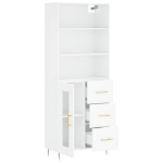 Credenza Bianco Lucido 69,5x34x180 cm in Legno Multistrato