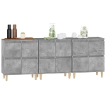 Credenze 3pz Grigio Cemento 60x35x70 cm in Legno Multistrato