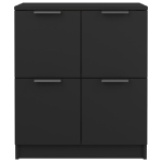 Credenze 2 pz Nere 60x30x70 cm in Legno Multistrato