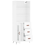 Credenza Bianco Lucido 69,5x34x180 cm in Legno Multistrato