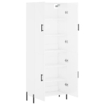 Credenza Bianco Lucido 69,5x34x180 cm in Legno Multistrato
