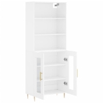 Credenza Bianco Lucido 69,5x34x180 cm in Legno Multistrato