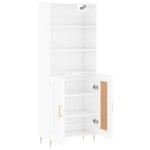 Credenza Bianco Lucido 69,5x34x180 cm in Legno Multistrato