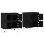 Credenze 2 pz Nere in Legno Multistrato