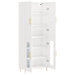 Credenza Bianco Lucido 69,5x34x180 cm in Legno Multistrato
