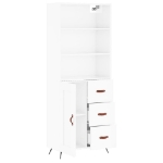 Credenza Bianco Lucido 69,5x34x180 cm in Legno Multistrato