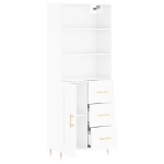 Credenza Bianco Lucido 69,5x34x180 cm in Legno Multistrato