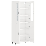 Credenza Bianco Lucido 69,5x34x180 cm in Legno Multistrato