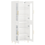 Credenza Bianco Lucido 69,5x34x180 cm in Legno Multistrato