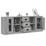 Credenze 3 pz Grigio Sonoma in Legno Multistrato