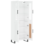 Credenza Bianco Lucido 69,5x34x180 cm in Legno Multistrato