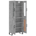 Credenza Grigio Cemento 69,5x34x180 cm in Legno Multistrato