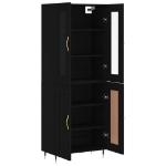 Credenza Nera 69,5x34x180 cm in Legno Multistrato