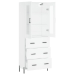 Credenza Bianca 69,5x34x180 cm in Legno Multistrato