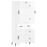 Credenza Bianco Lucido 69,5x34x180 cm in Legno Multistrato
