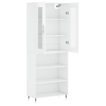 Credenza Bianco Lucido 69,5x34x180 cm in Legno Multistrato