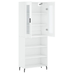 Credenza Bianco Lucido 69,5x34x180 cm in Legno Multistrato