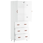 Credenza Bianco Lucido 69,5x34x180 cm in Legno Multistrato
