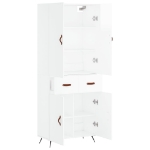Credenza Bianco Lucido 69,5x34x180 cm in Legno Multistrato