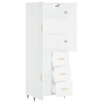 Credenza Bianca 69,5x34x180 cm in Legno Multistrato