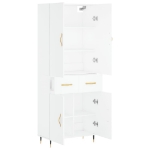 Credenza Bianca 69,5x34x180 cm in Legno Multistrato