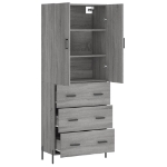 Credenza Grigio Sonoma 69,5x34x180 cm in Legno Multistrato