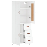 Credenza Bianca 69,5x34x180 cm in Legno Multistrato