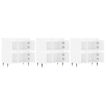 Credenze 3 pz Bianco Lucido in Legno Multistrato