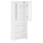 Credenza Bianca 69,5x34x180 cm in Legno Multistrato