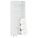 Credenza Bianca 69,5x34x180 cm in Legno Multistrato
