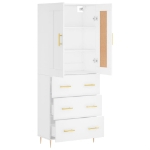 Credenza Bianca 69,5x34x180 cm in Legno Multistrato
