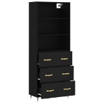 Credenza Nera 69,5x34x180 cm in Legno Multistrato