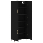 Credenza Nera 69,5x34x180 cm in Legno Multistrato