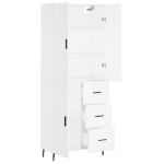 Credenza Bianca 69,5x34x180 cm in Legno Multistrato
