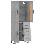 Credenza Grigio Cemento 69,5x34x180 cm in Legno Multistrato