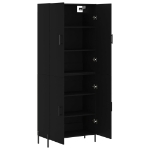 Credenza Nera 69,5x34x180 cm in Legno Multistrato