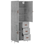 Credenza Grigio Cemento 69,5x34x180 cm in Legno Multistrato